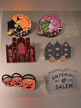 6 Salem MA Pins by Luna Moon Gothic-New!!! Very Sparkly!